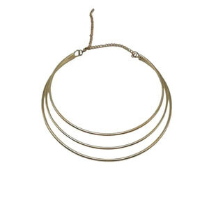 Multi-Layered Bib Collar Necklace Gold Tone Adjustable Extender Chain Vintage